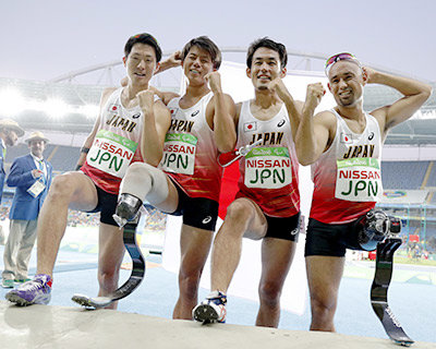 男子4×100mリレーで銅メダルに輝いた日本チーム（2016年リオパラリンピック）